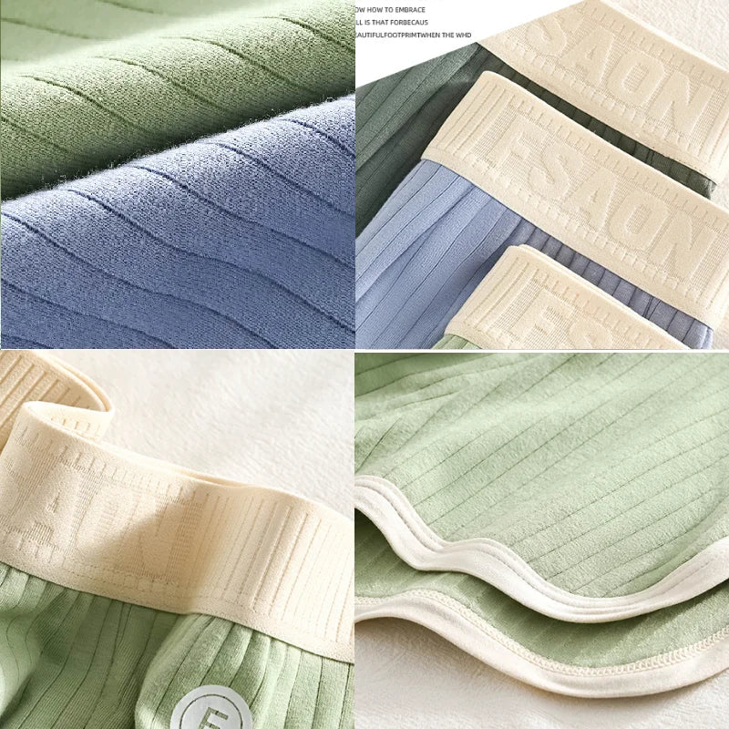 1/3PCS 100% Cotton Solid Striped Men's Boxer Sexy Breathable Mesh U Crotch Underwear High Elastic Widen Waistband Underpants