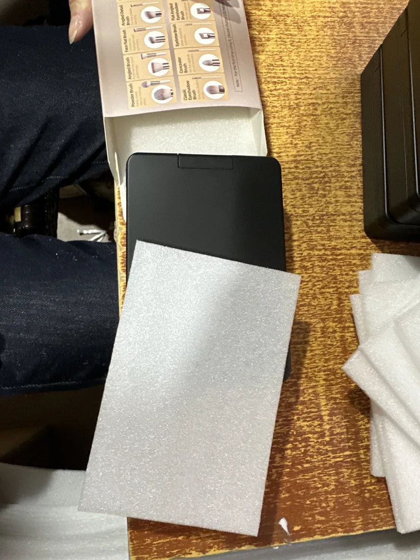 14-Piece Makeup Brush Set with Illuminated Mirror, Portable Short Handle,LED Light,USB Rechargeable Makeup Brushes Kit