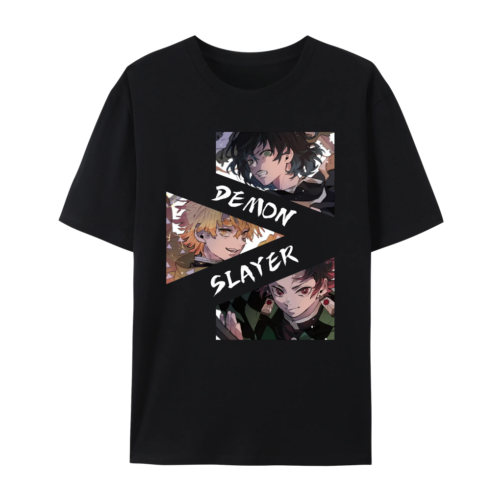 Demon Japanese Anime Slayer Unisex Short Sleeve Crewneck Shirt,Tanjiro & Nezuko Graphic Cotton T-Shirt