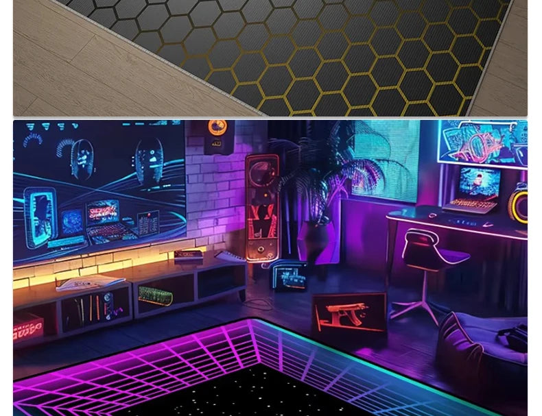 Gaming Mats Bedroom Rug Gamer Carpet Non-slip Wear-resistant Living Room Floor Mat American Laser Light Large Size Study Rug 양탄자