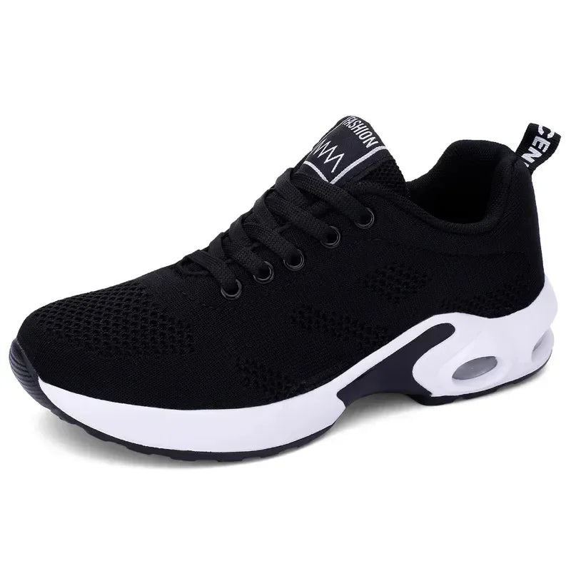 Black anime and more summer women's sneakers with air cushion design, perfect for sports and casual wear.
