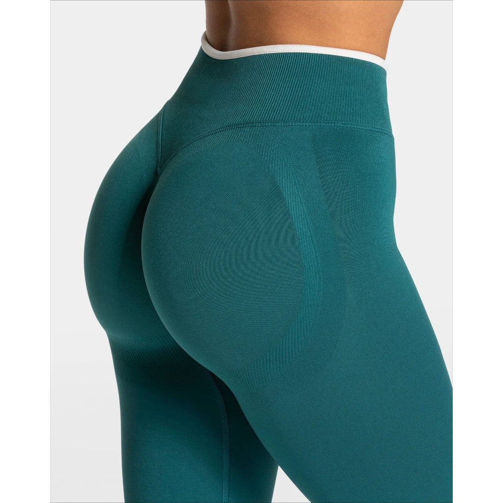 Women's Seamless Gym Solid Color Sports Pants White Edge Waist Tight High Waist Hip Lifting Yoga Pants Running Exercise Pants