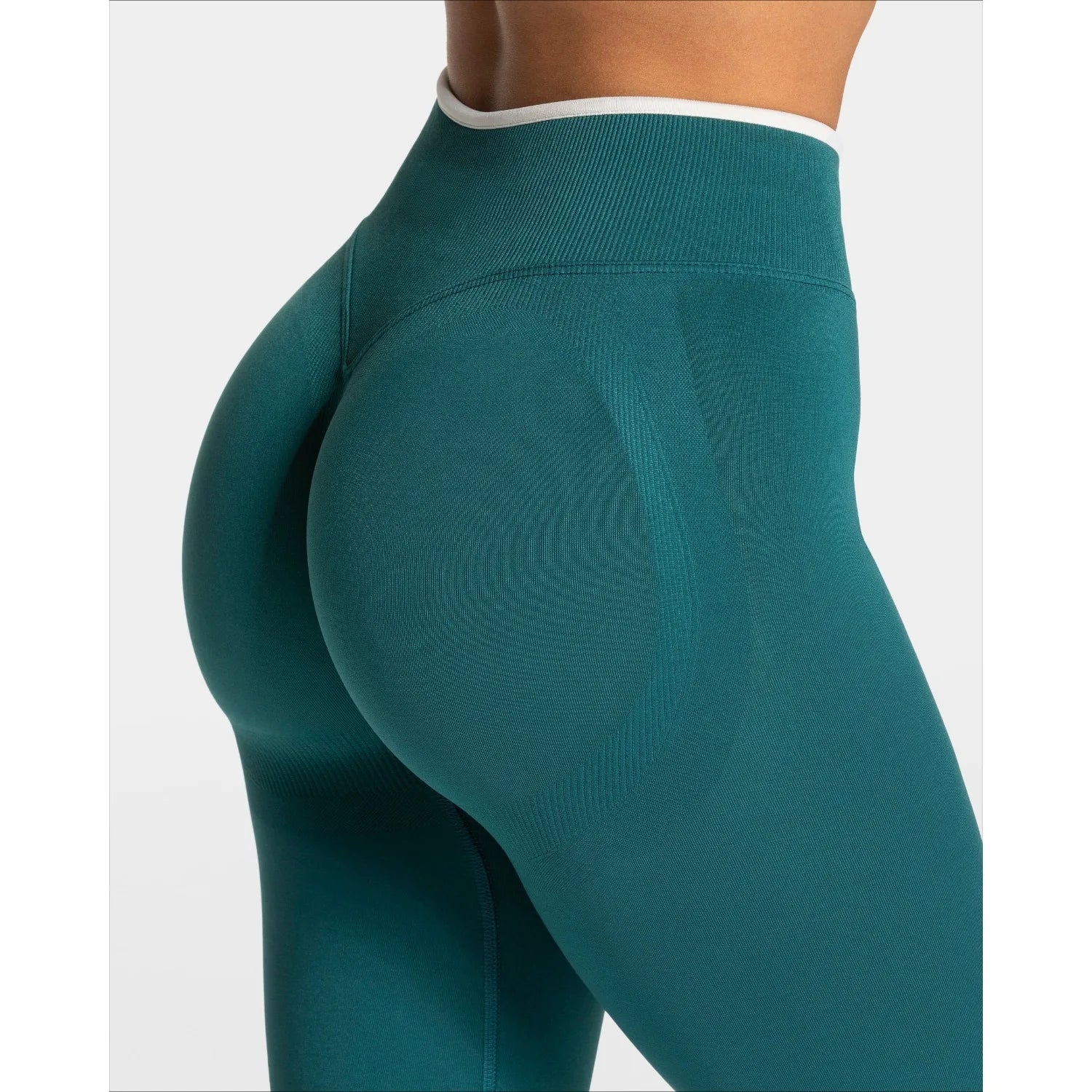 Women's Seamless Gym Solid Color Sports Pants White Edge Waist Tight High Waist Hip Lifting Yoga Pants Running Exercise Pants