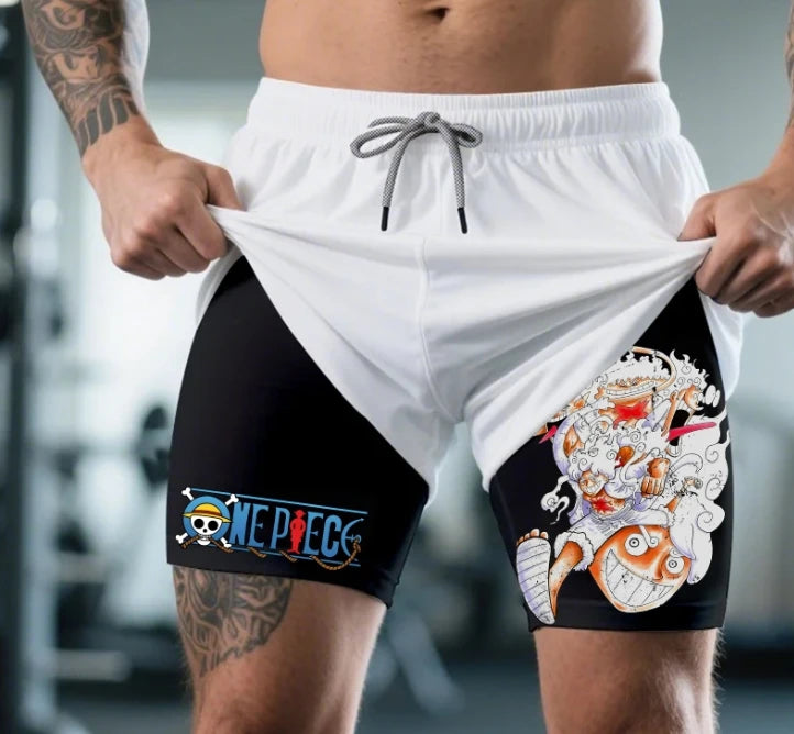 ONE PIECE Men's Shorts Anime Streetwear Summer Casual Breathable Loose Version Summer Men's Fashion Printed Shorts