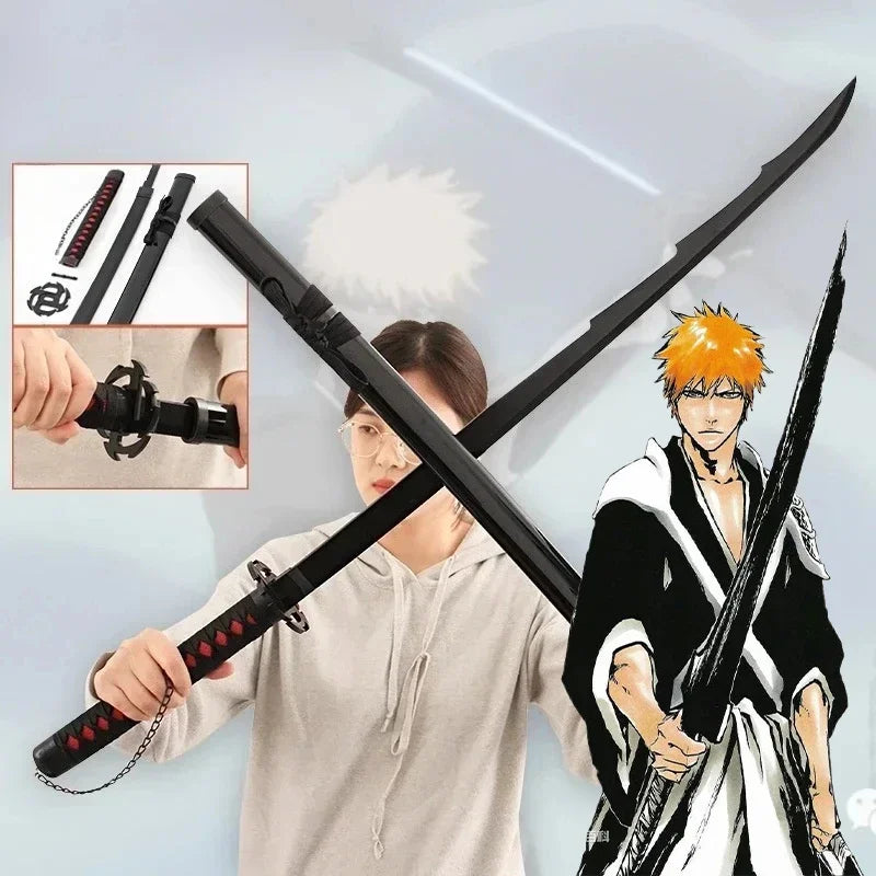 104cm Bleach Katana Sword Bamboo Blade Anime Bleach Byakuya Cosplay Prop Real Size Japanese Samurai Sword Ninja Katana Kid Toy
