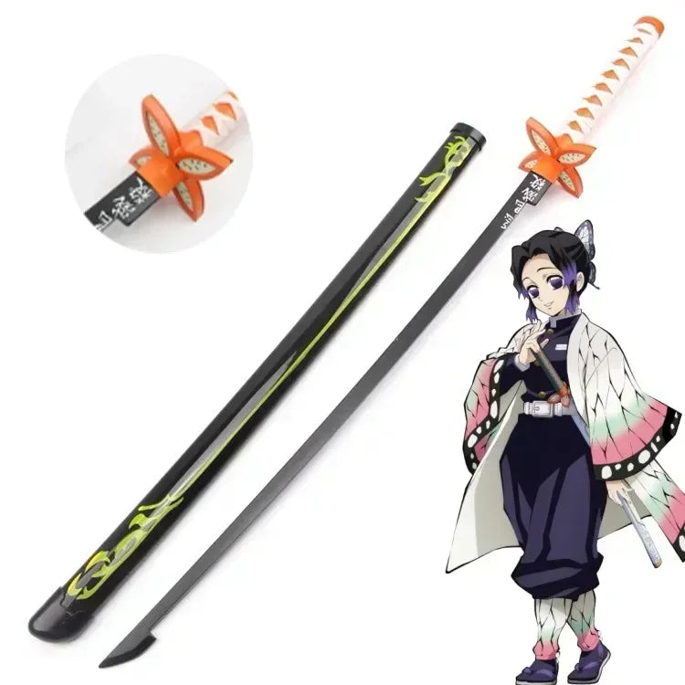 104cm Demon Slayer Katana Sword Kimetsu No Yaiba Anime Cosplay Prop Ninja Knife Real Size Japanese Katana Samurai Sabre Kid Toys