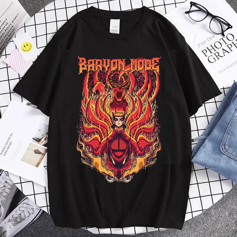 Naruto Animation Derivatives Hatake Kakashi Printed Short Sleeve T-Shirt Men's and Women's 2025 Summer Fashion Casual Cotton Top