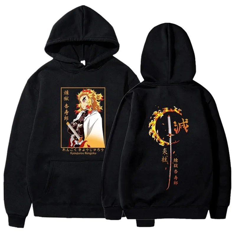 2025 New Autumn And Winter men's Harajuku Hoodie Anime Rengoku Kyoujurou Printed Sweatshirt Casual And Fashionable Hoodie