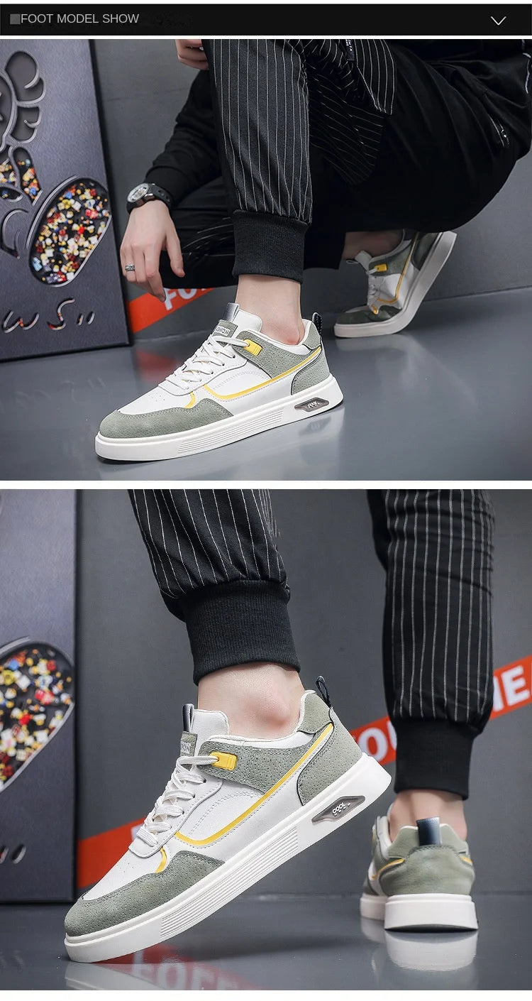 Oulylan Anti-slip Ventilate Leather Board Shoes Trendy Male Outdoor Sports Footwear Spring Comfortable Casual Versatile Sneakers