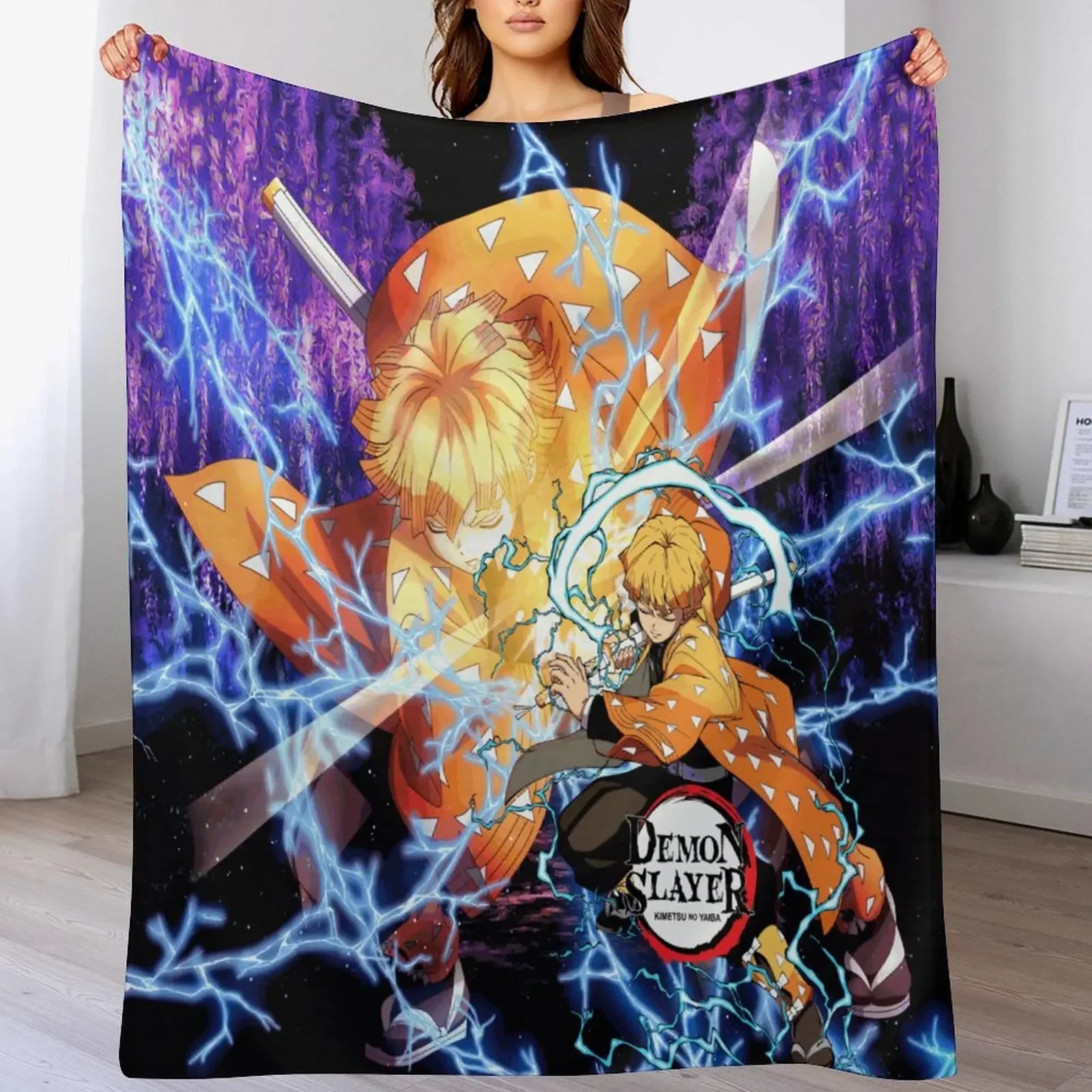 Demon Antistatic Soft Blankets & Throws Blanket Slayer Fluffy Decorative Anime Custom Fleece