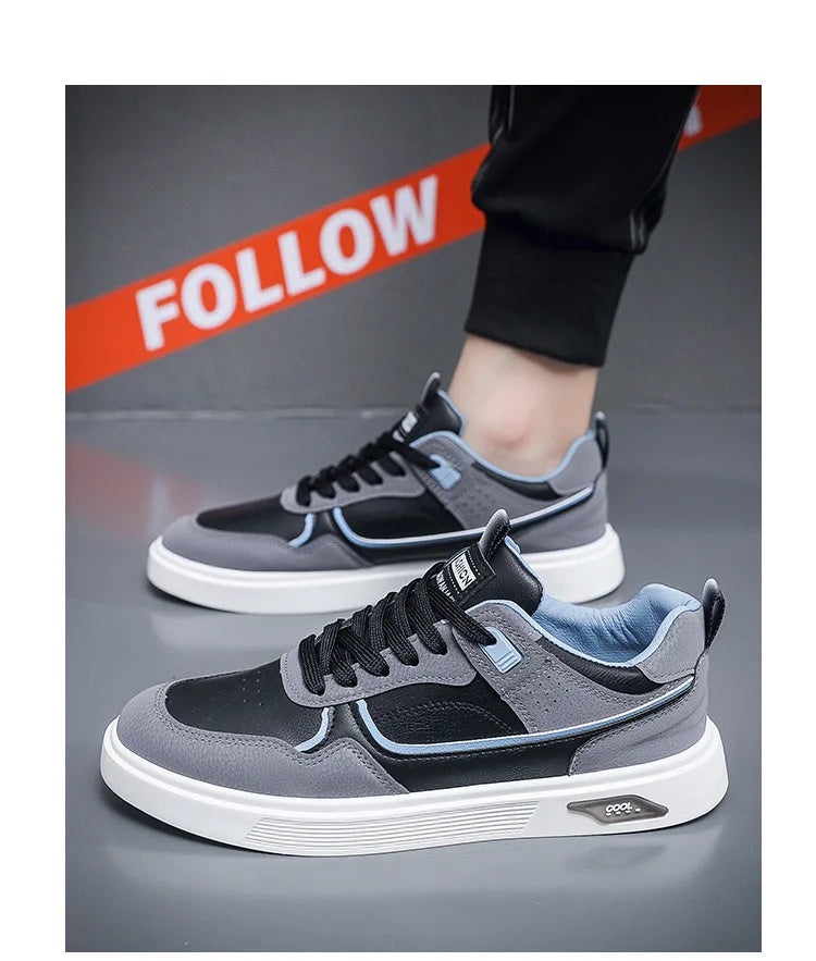Oulylan Anti-slip Ventilate Leather Board Shoes Trendy Male Outdoor Sports Footwear Spring Comfortable Casual Versatile Sneakers