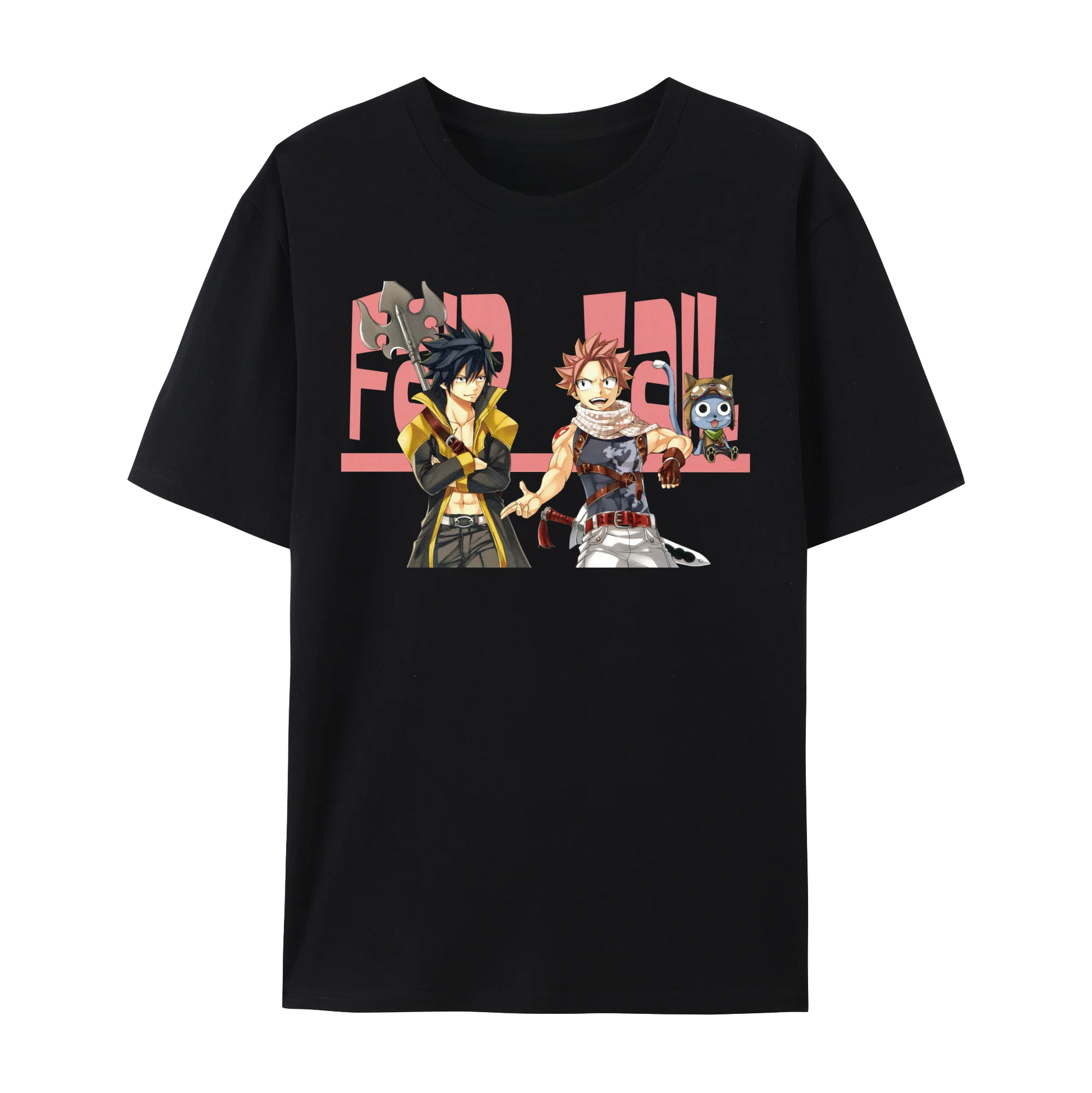 Fairy Anime Tail Natsu Dragneel & FT Member Graphic Cotton T-Shirt, Japanese Anime Unisex Short Sleeve Crewneck Shirt,