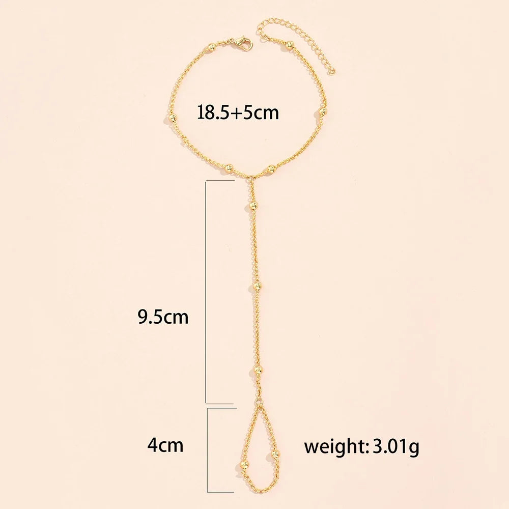Dainty Hand Chain Bracelet Ring Gold Plated Handmade Link Chains Connecting Harness Bracelets Hand Jewelry for Women Trendy Gift