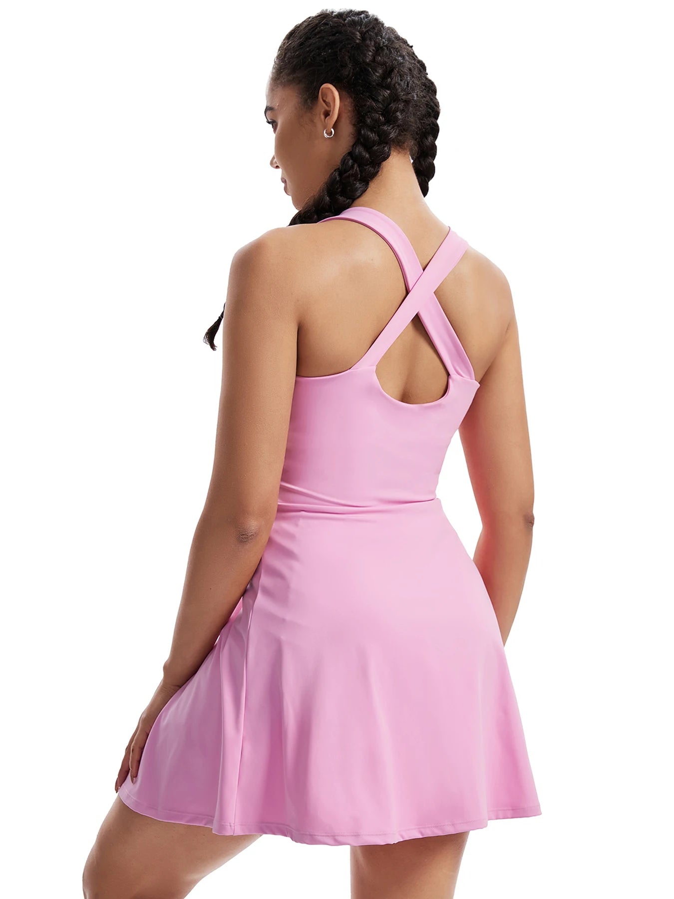 Women's Two-In-One Golf and Tennis Skirt Gym Sports Breathable Elegant Collarless Backless One-Piece Skirt with Pockets Cute Cas