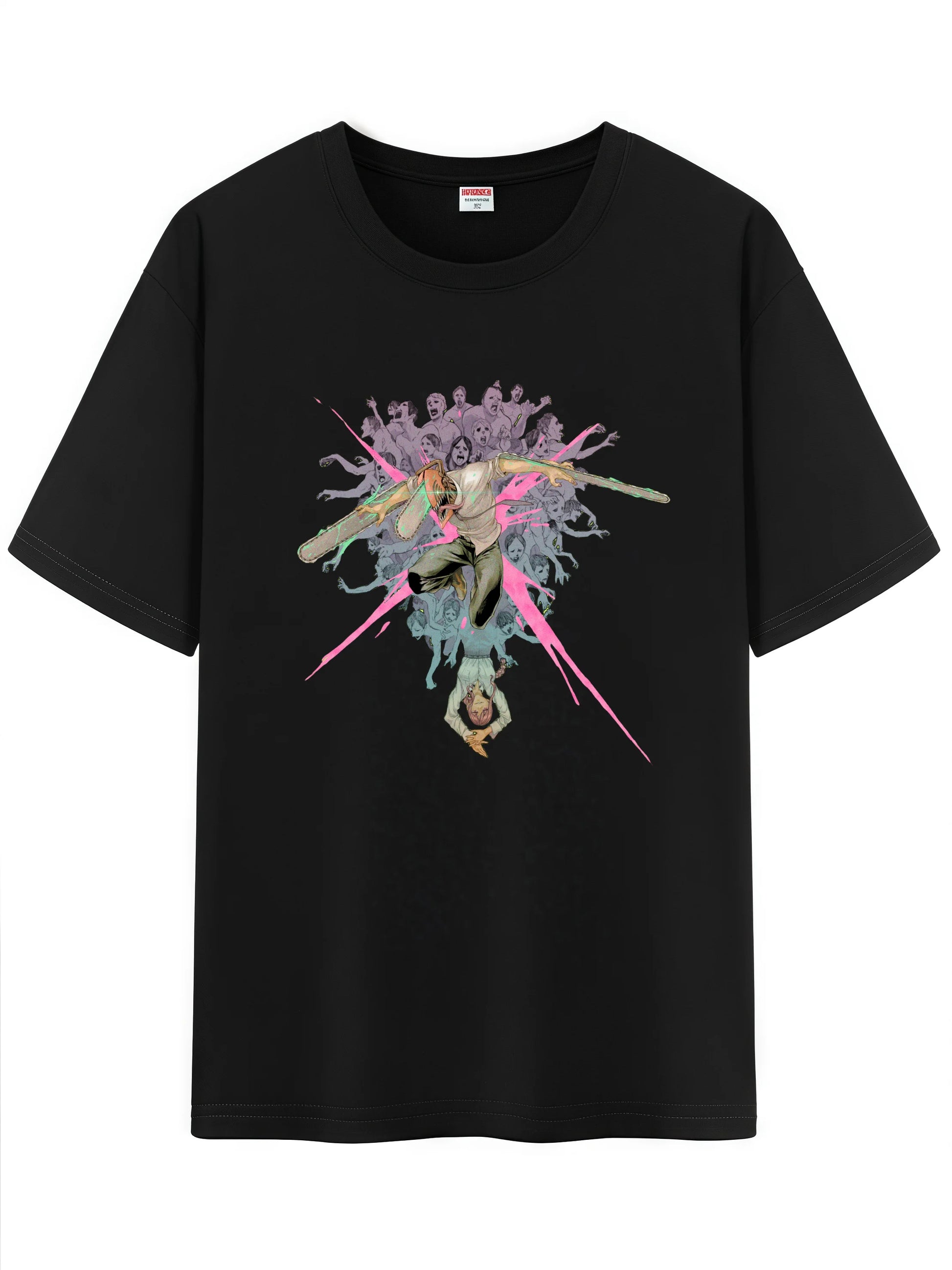 Unisex Japanese Anime Pattern T-Shirt, Chainsaw Man Denji Makima Character Graphic Short Sleeve Regular Fix Tee Shirt