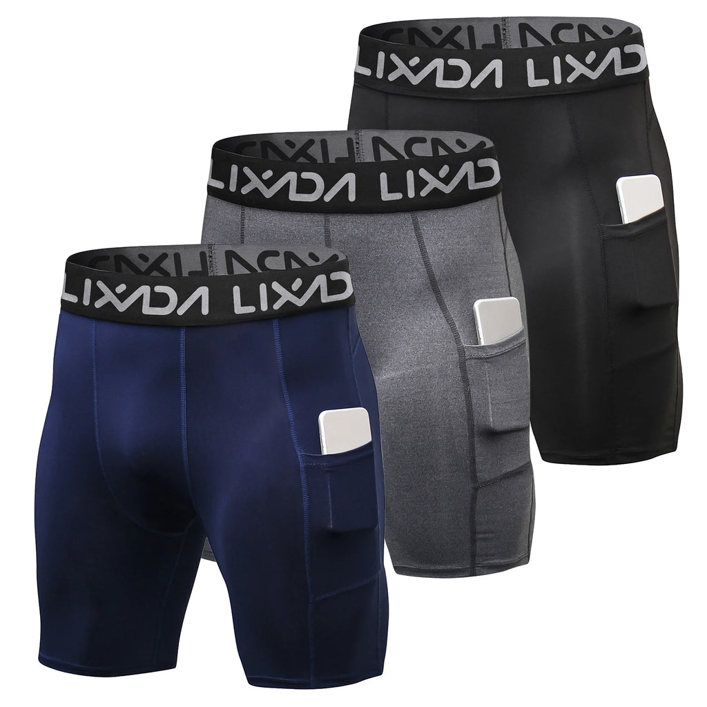 Lixada 3 Pack Men Sports Shorts Active Workout Underwear with Pocket