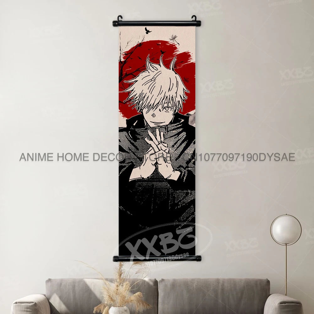 Jujutsu Kaisen Posters Gojo Satoru Canvas Scrolls Picture Panda Home Decoration Wall Artwork Fushiguro Megumi Hanging Painting