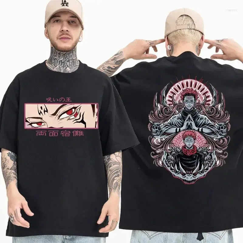 2025 new men's and women's cotton loose T-shirt with anime Jujutsu Kaisen Ryomen Sukuna graphic manga short T-shirt