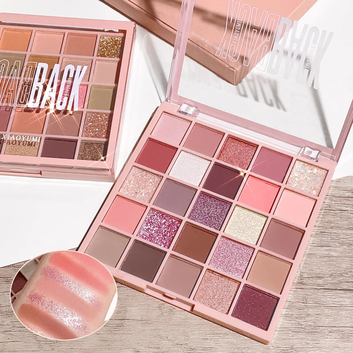 Soft Orange-Brown Eyeshadow Palette Makeup – 25 Oat Milk Tea Shades with Glitter & Pearl for Korean Natural Style