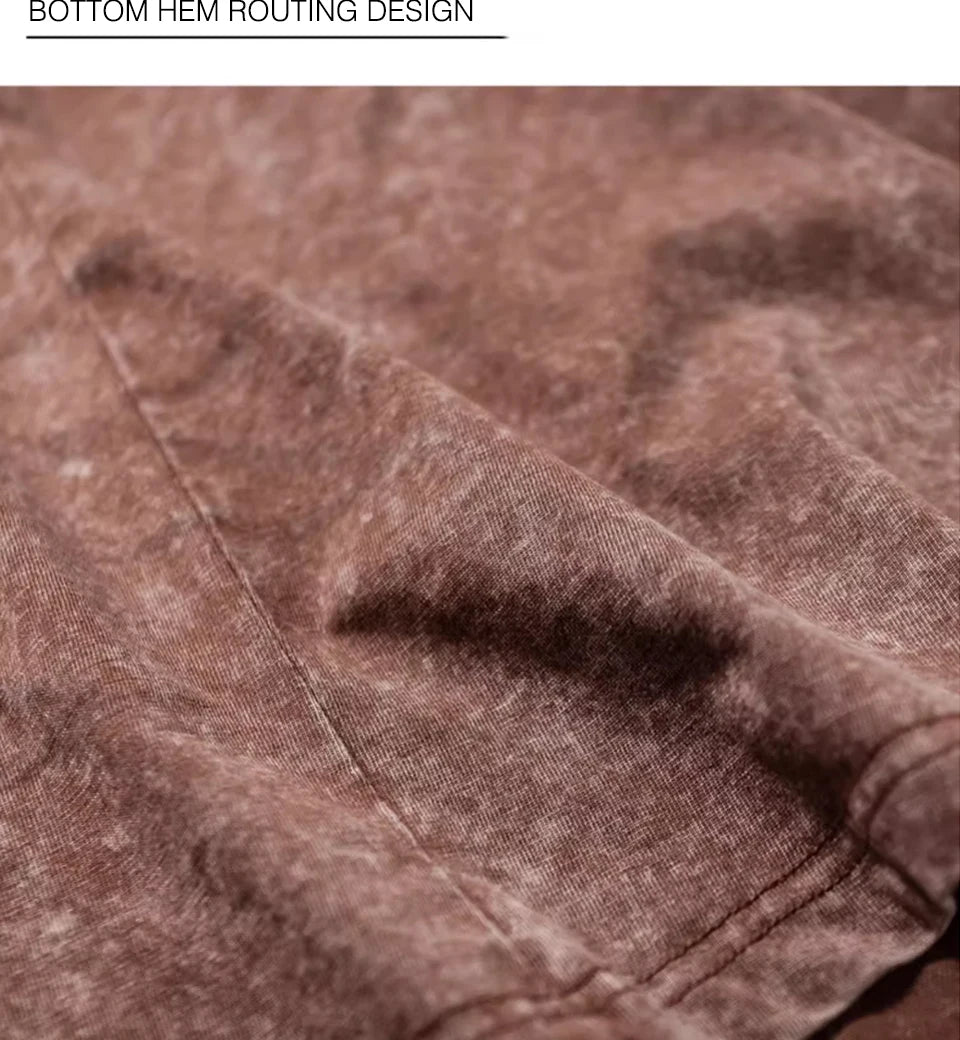 300g Heavy Men Washed Vintage Oversized T-Shirt Street Hip Hop Punk Tee women Harajuku Casual Cotton Short Sleeve Acid Wash Top