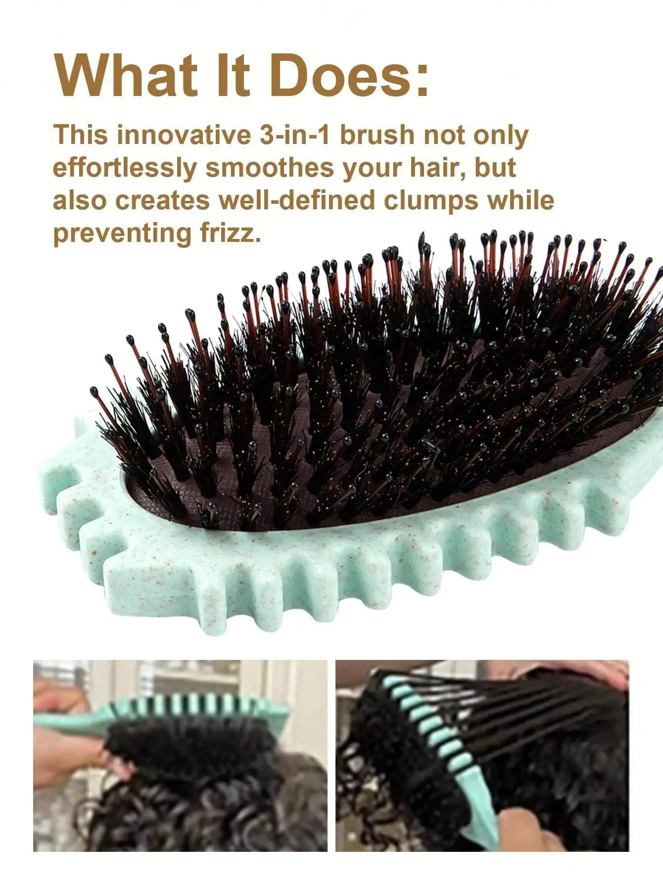 1 Pc Oval Air Cushion Comb With Handle,Wheat Straw  Define Styling Brush,Detangling Hair Brush, Professional Hairstyle Comb, Bou