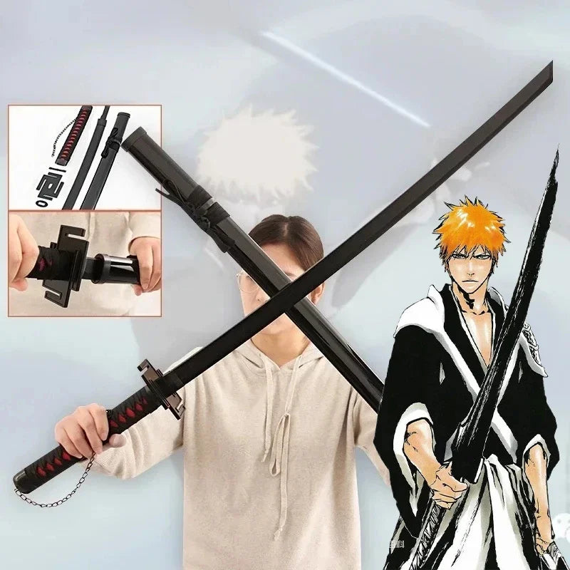 104cm Bleach Katana Sword Bamboo Blade Anime Bleach Byakuya Cosplay Prop Real Size Japanese Samurai Sword Ninja Katana Kid Toy