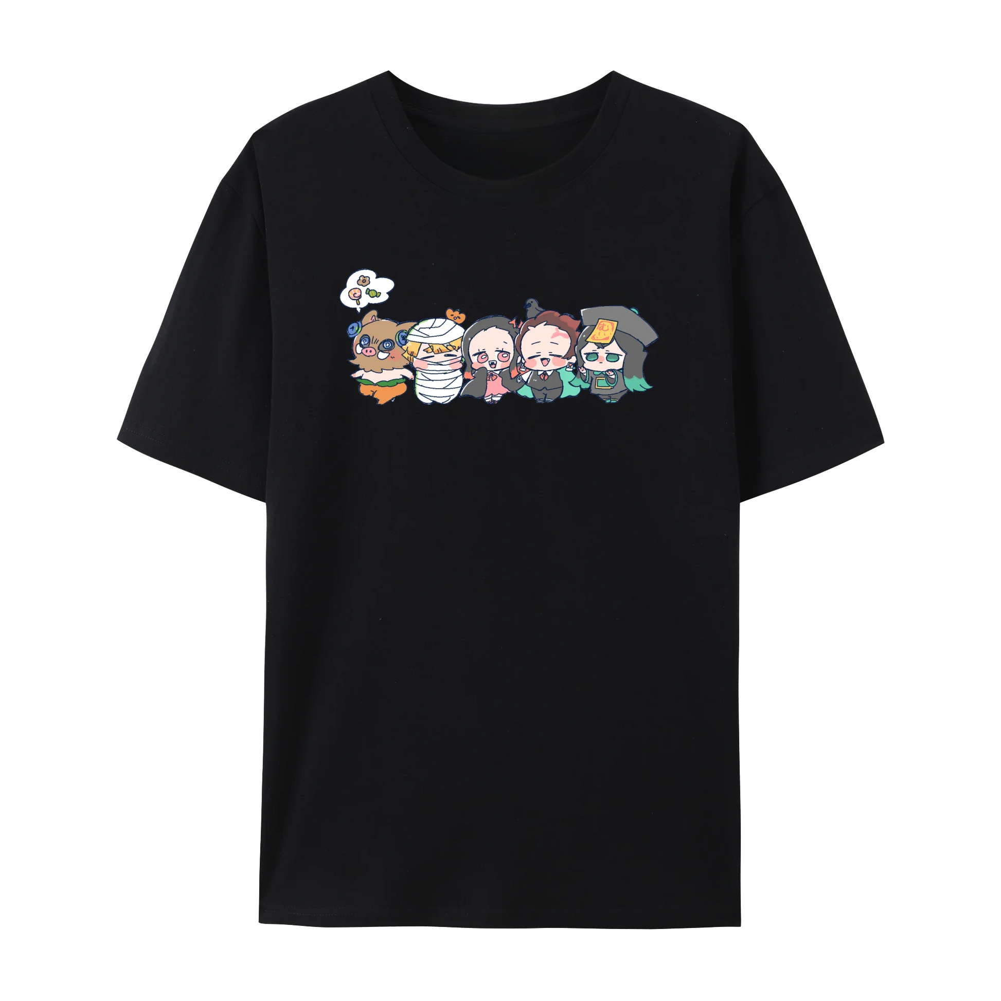 Demon Japanese Anime Slayer Unisex Short Sleeve Crewneck Shirt,Tanjiro & Nezuko Graphic Cotton T-Shirt