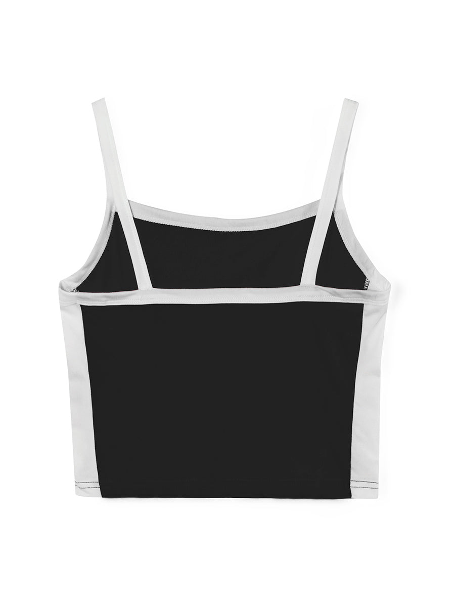 Women Crop Tops Spaghetti Strap Square Neck Contrast Color Slim Fit Camisoles For Women Summer Casual Short Tank Tops