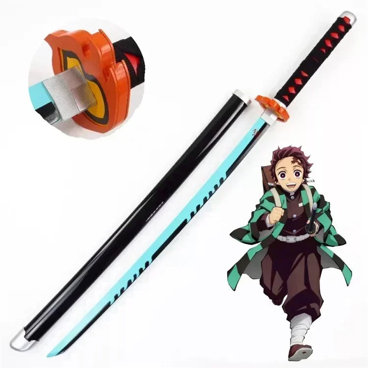 104cm Demon Slayer Katana Sword Kimetsu No Yaiba Anime Cosplay Prop Ninja Knife Real Size Japanese Katana Samurai Sabre Kid Toys
