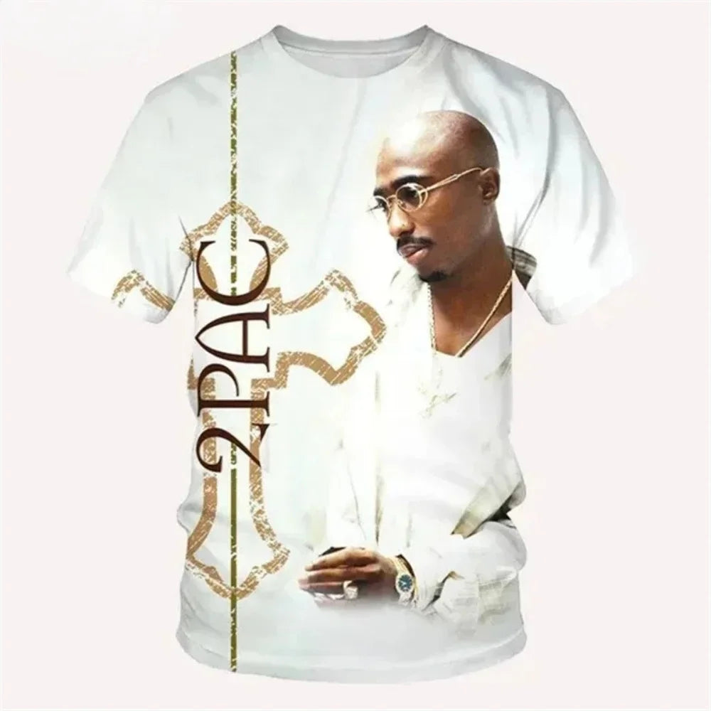 New T-Shirt Harajuku Men T-Shirt Fashion 2pac Graphic T Shirts Hip Hop Men's T-Shirts Summer Tops T-Shirts Man Designer Clothes