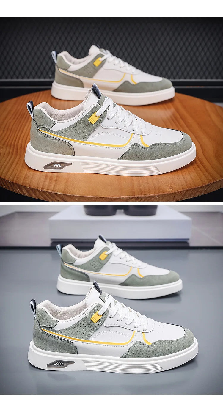 Oulylan Anti-slip Ventilate Leather Board Shoes Trendy Male Outdoor Sports Footwear Spring Comfortable Casual Versatile Sneakers