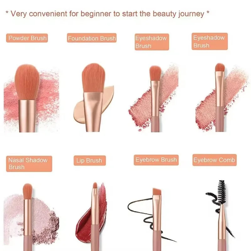 Portable 8Pcs Eyeshadow Foundation Blending Makeup Brush Soft Fluffy Cosmetics Concealer Makeup Brush Professional Make Up Tool