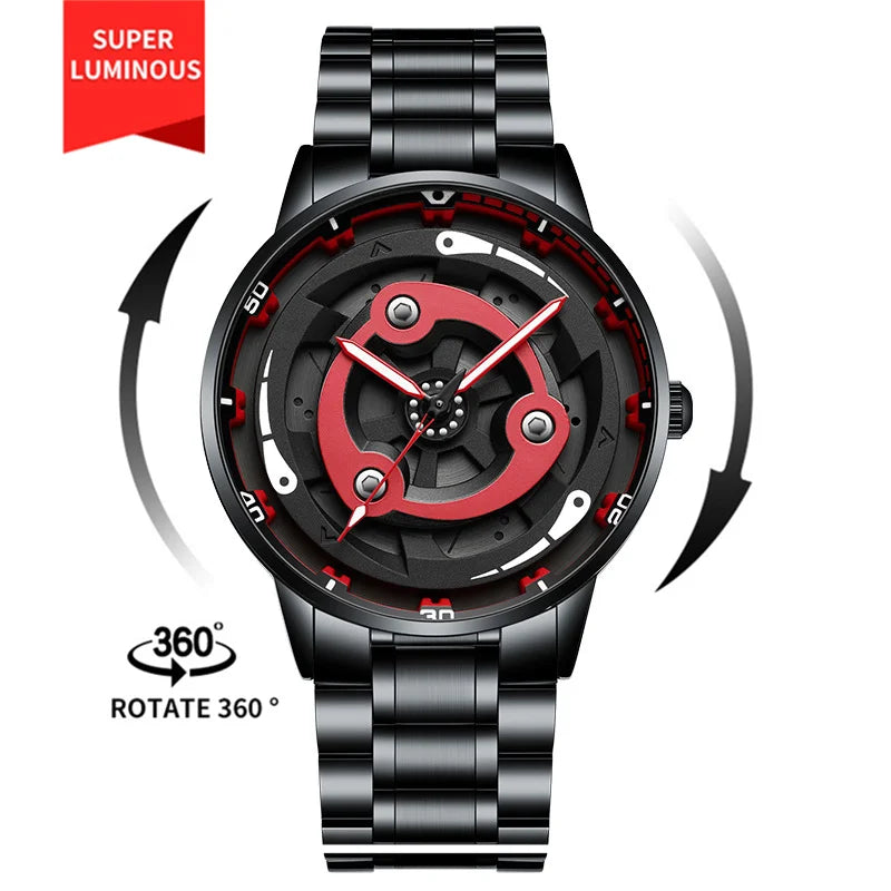 Kaleidoscope Sharingan Rotary Dial Watch 3D Japanese Anime Dial Quartz Men's Watch Top Brand Luxury Waterproof Fashion Men Watch