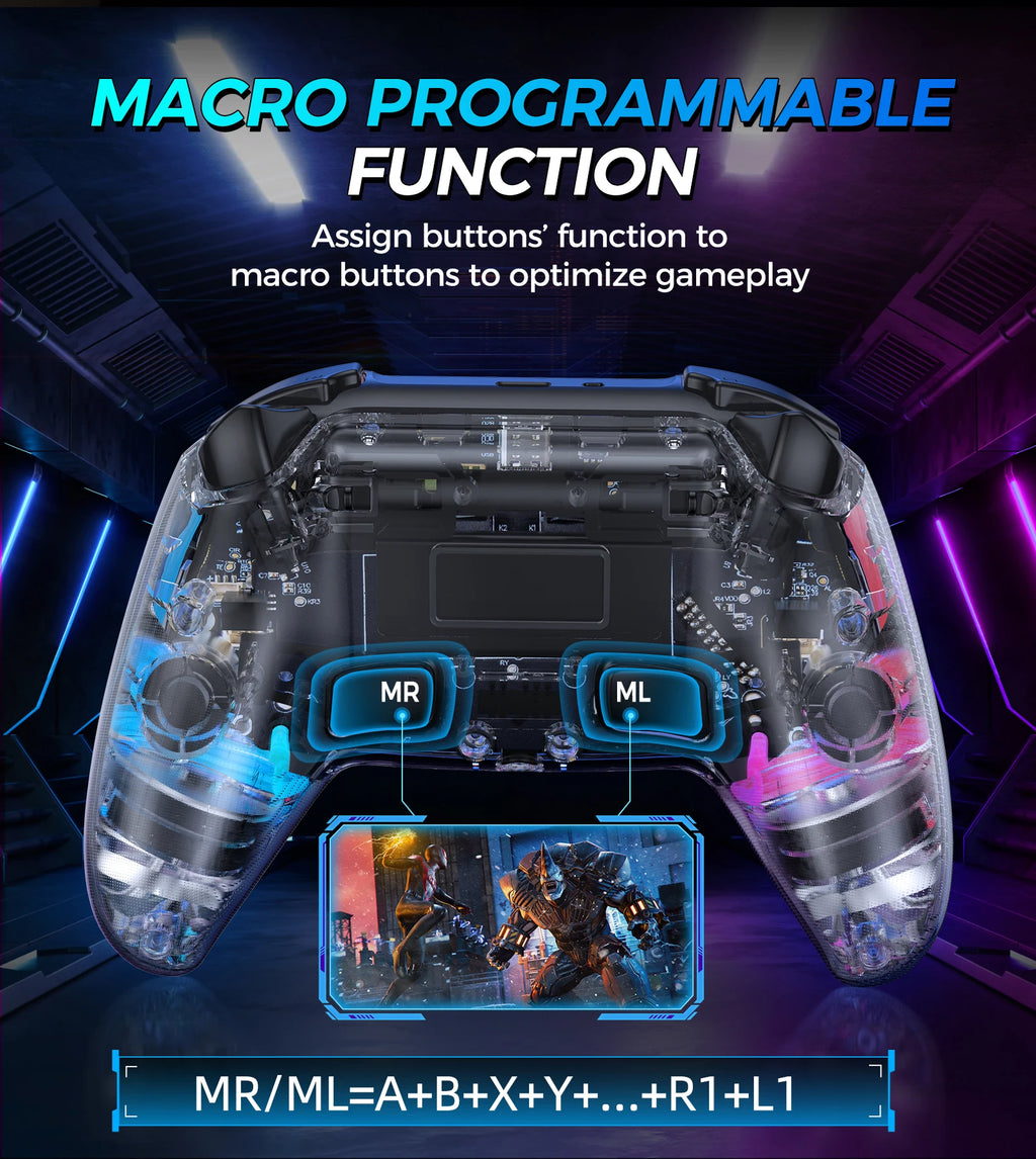 IINE Bastet Wireless Controller Compatible with PS4/Switch/PC/Android/IOS Hall Effect Joystick & Trigger With Touch Pad