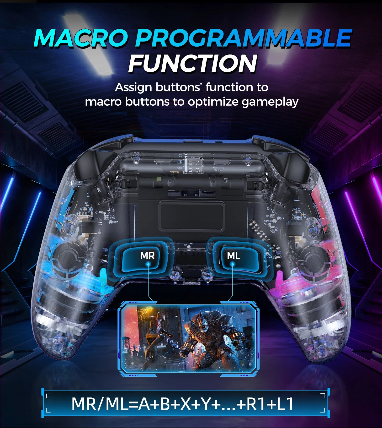 IINE Bastet Wireless Controller Compatible with PS4/Switch/PC/Android/IOS Hall Effect Joystick & Trigger With Touch Pad