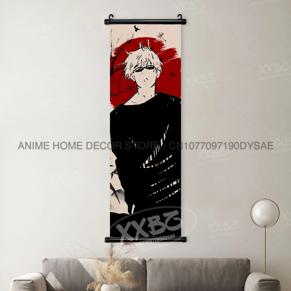 Jujutsu Kaisen Posters Gojo Satoru Canvas Scrolls Picture Panda Home Decoration Wall Artwork Fushiguro Megumi Hanging Painting