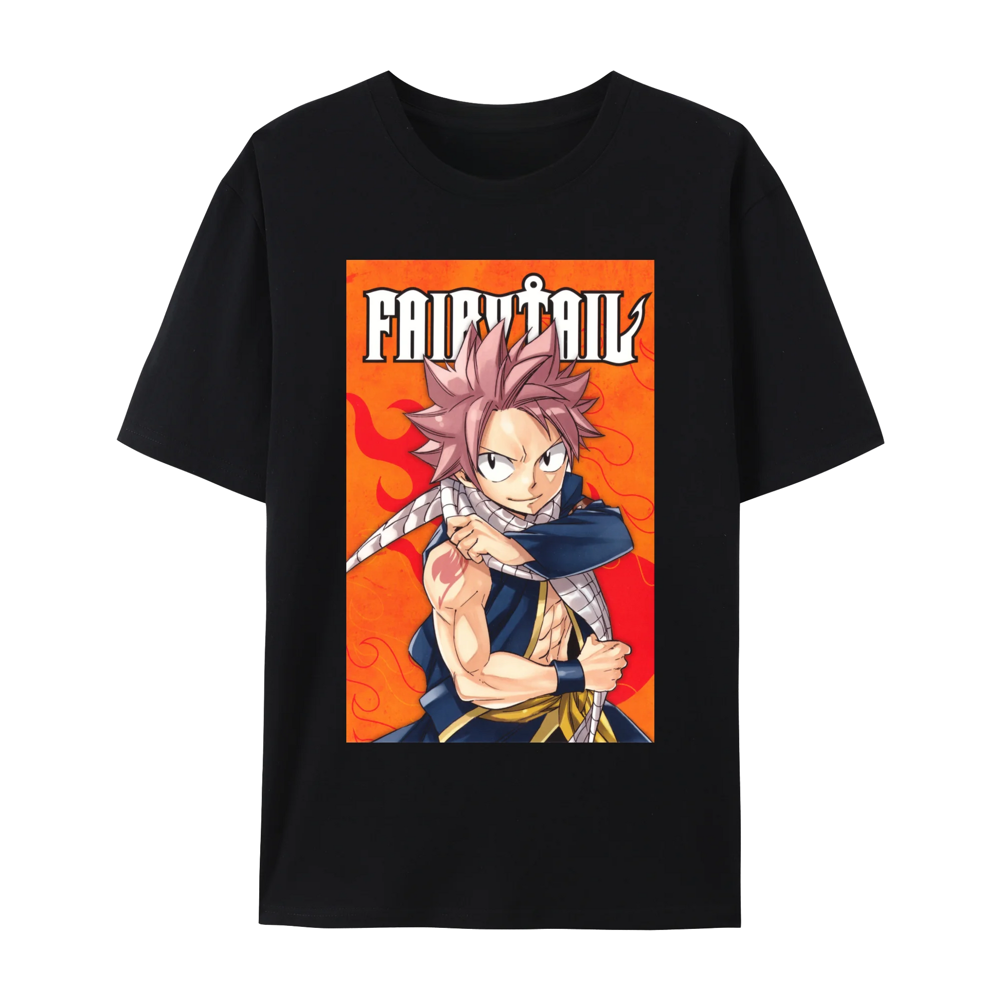 Fairy Anime Tail Natsu Dragneel & FT Member Graphic Cotton T-Shirt, Japanese Anime Unisex Short Sleeve Crewneck Shirt,