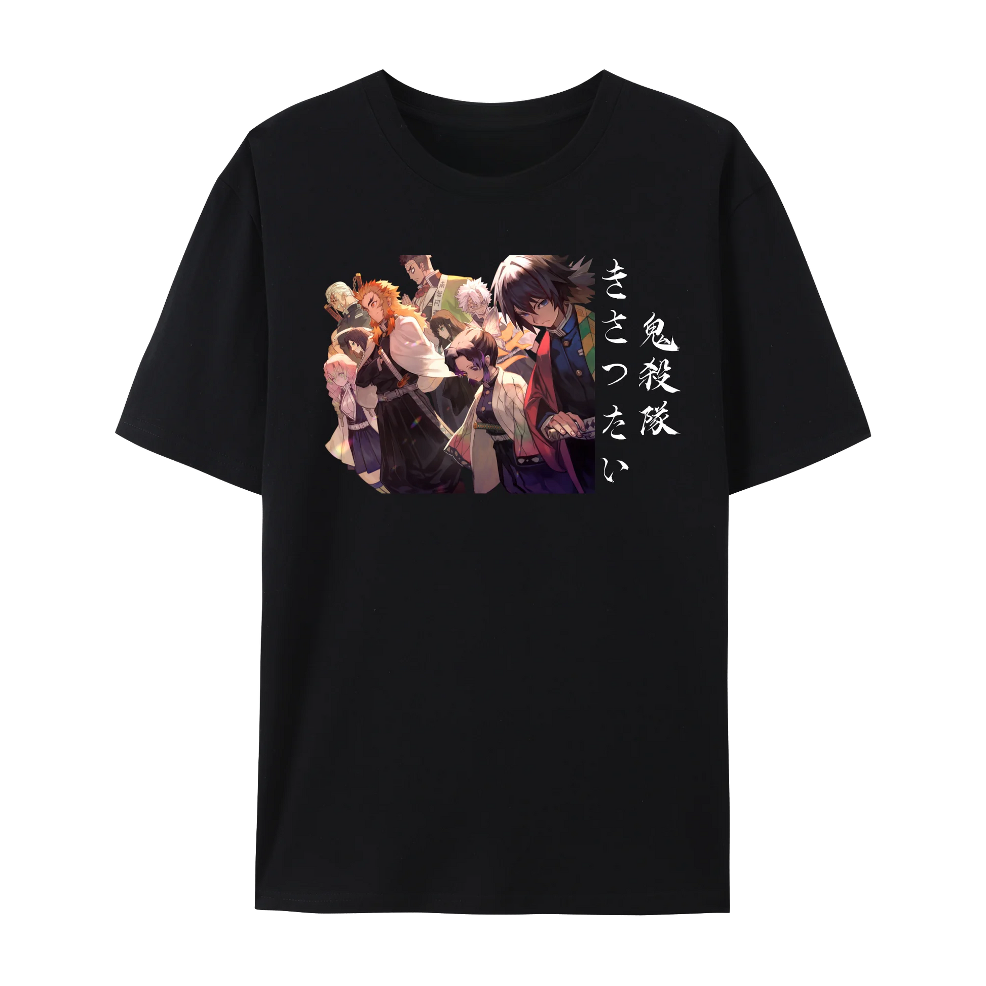 Demon Japanese Anime Slayer Unisex Short Sleeve Crewneck Shirt,Tanjiro & Nezuko Graphic Cotton T-Shirt