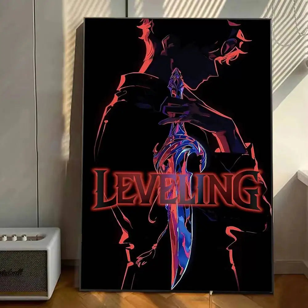 S-Solo Leveling Anime Poster Gallery Prints Self Adhesive  Home Decor Decoration Wall Decals Living Room Sticker