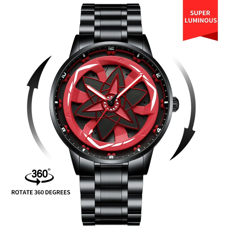 Kaleidoscope Sharingan Rotary Dial Watch 3D Japanese Anime Dial Quartz Men's Watch Top Brand Luxury Waterproof Fashion Men Watch