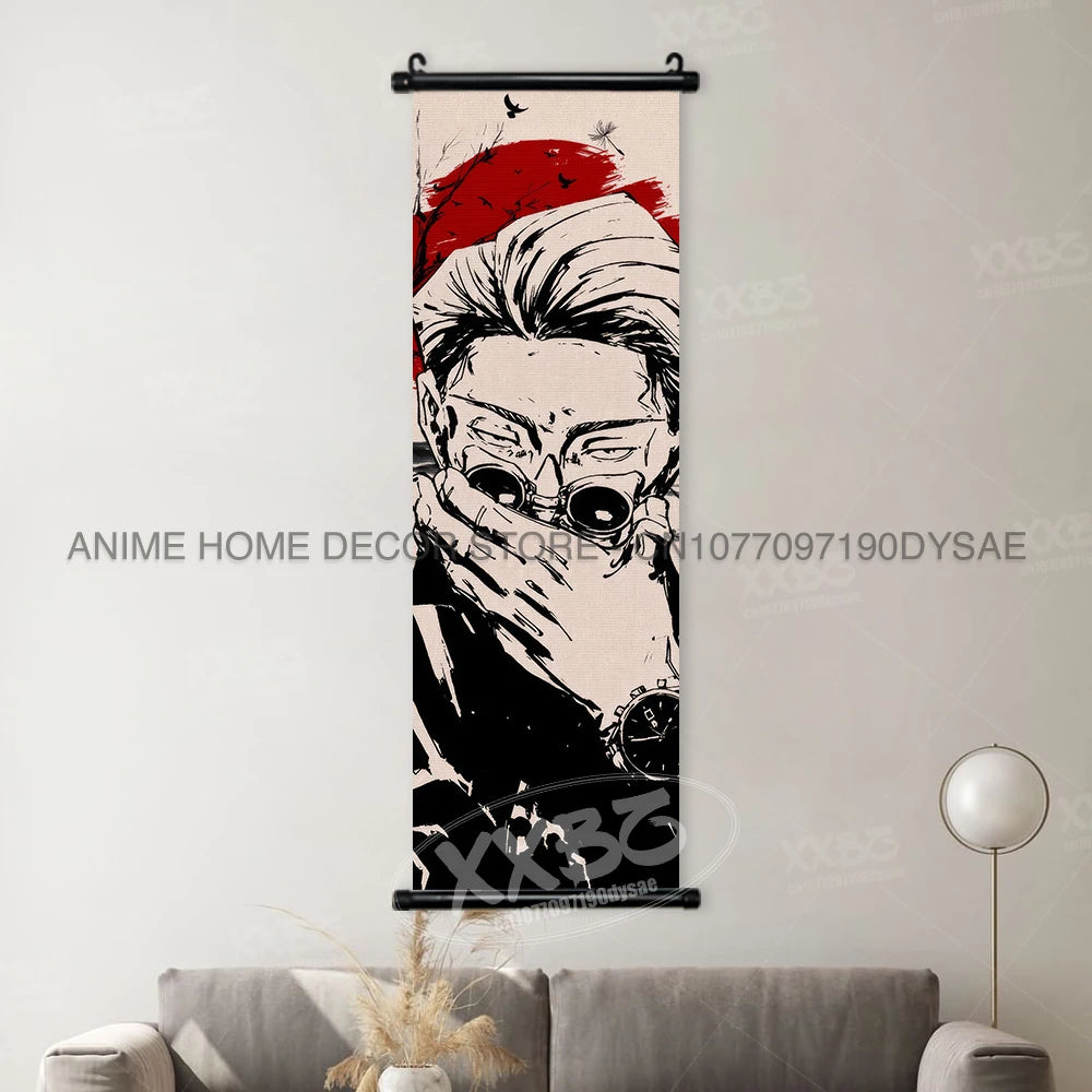 Jujutsu Kaisen Posters Gojo Satoru Canvas Scrolls Picture Panda Home Decoration Wall Artwork Fushiguro Megumi Hanging Painting