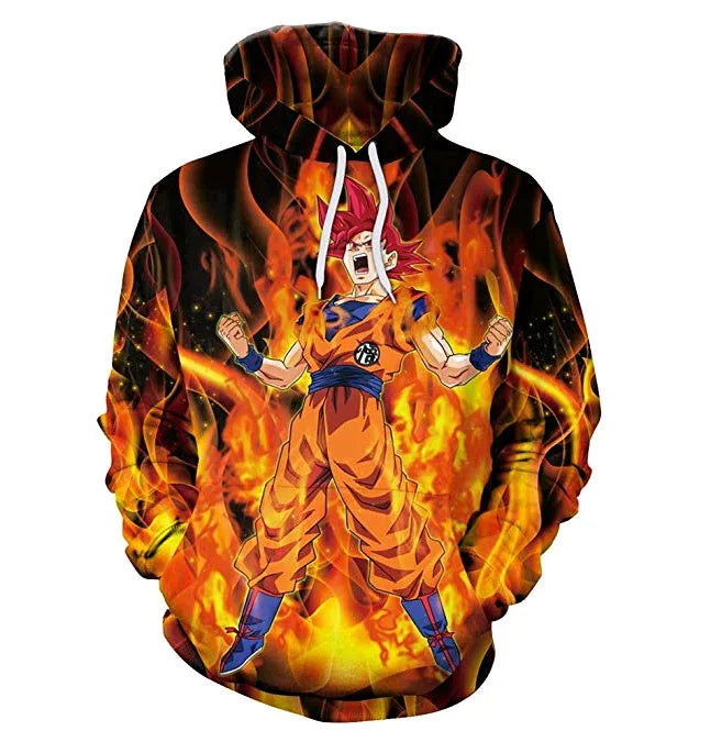 2024 3D New Anime Dragon Ball Printed Sweater Series Pullover Generation Tide Brand Hoodie Gift Pink Goku