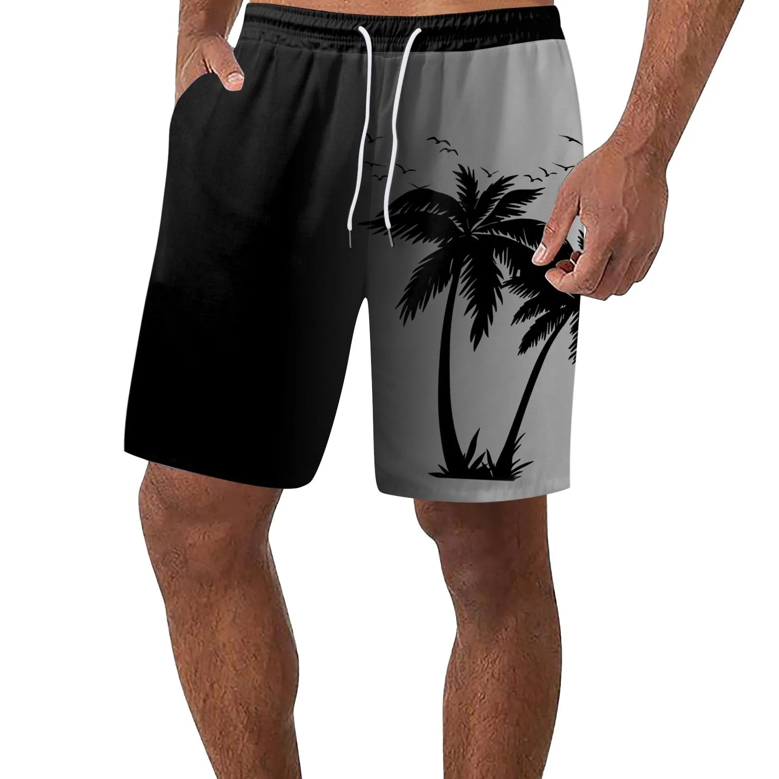 Men’s polyester shorts Mens Beach Shorts Casual Lightweight Drawstring Holiday Tropical Shorts With Pockets shorts para hombre