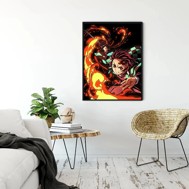 Japanese Anime Demon Slayer Wall Art Poster Nezuko And Tanjiro Home Decor Prints Living Room Bedroom Canvas Painting Mural Gifts