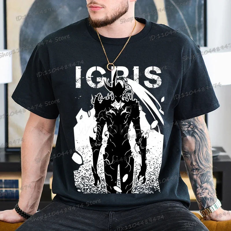 New Summer Men's Anime Solo Leveling Tee Tops Short Sleeve Man T-Shirt Fashion Street Unisex Tees Solo Leveling Tshirt Clothing