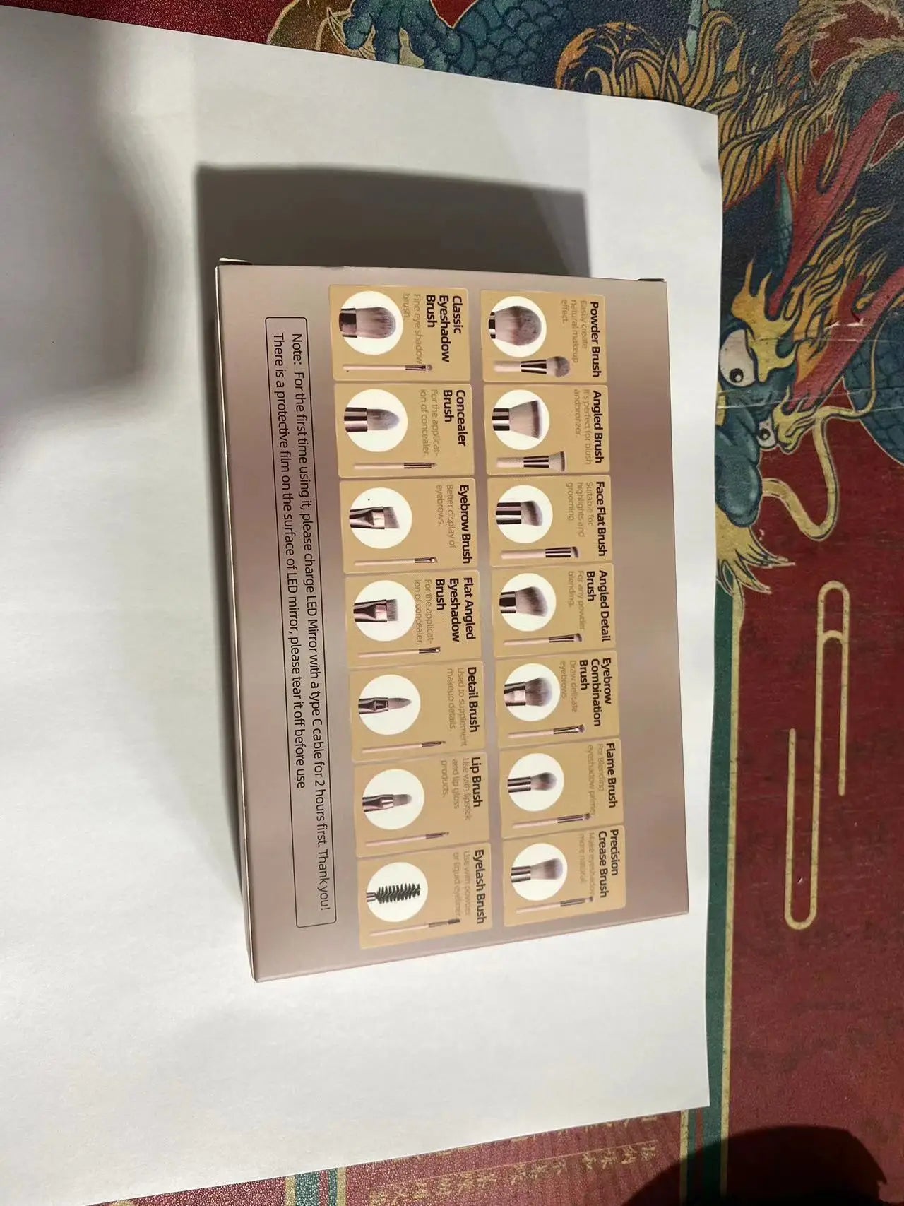 14-Piece Makeup Brush Set with Illuminated Mirror, Portable Short Handle,LED Light,USB Rechargeable Makeup Brushes Kit