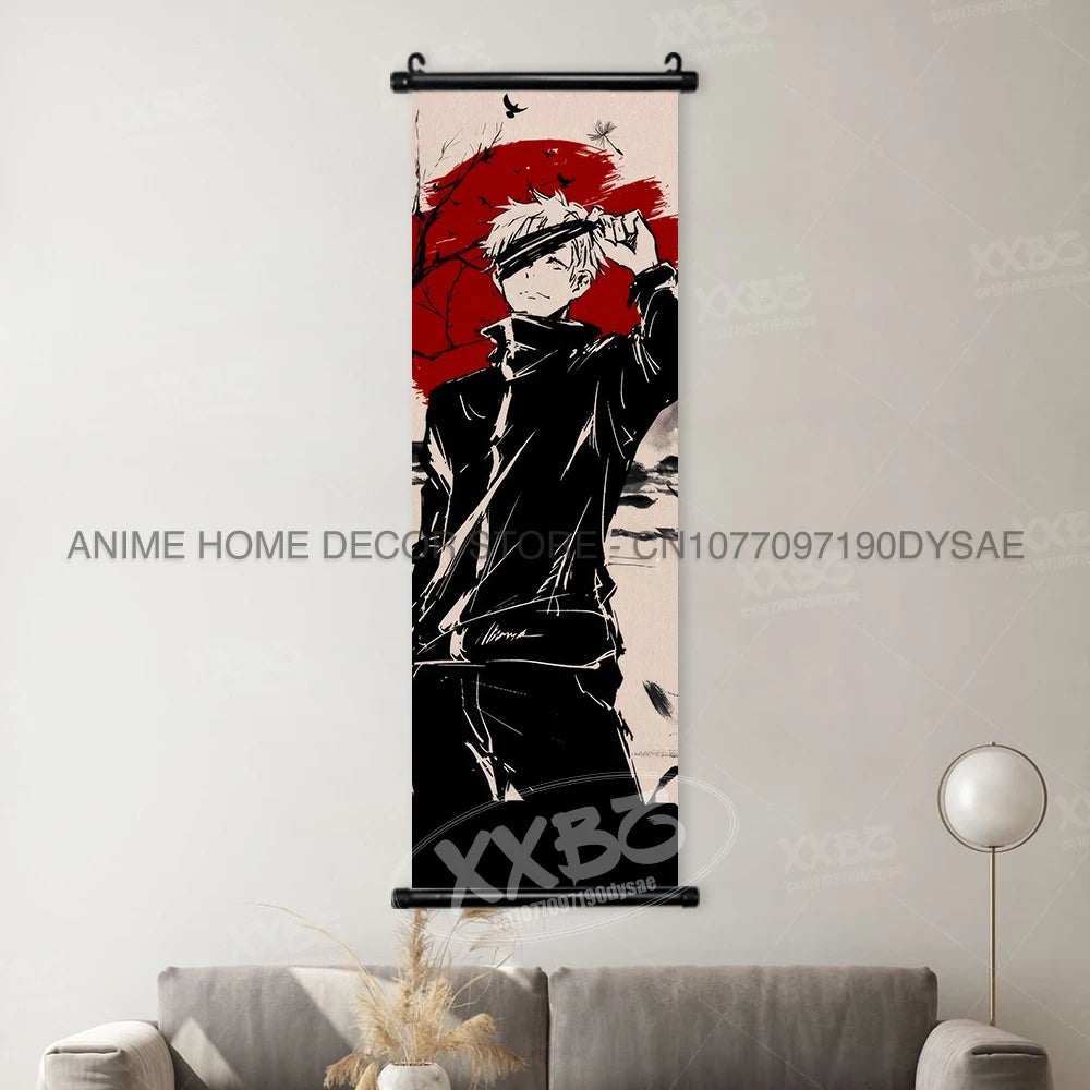 Jujutsu Kaisen Posters Gojo Satoru Canvas Scrolls Picture Panda Home Decoration Wall Artwork Fushiguro Megumi Hanging Painting