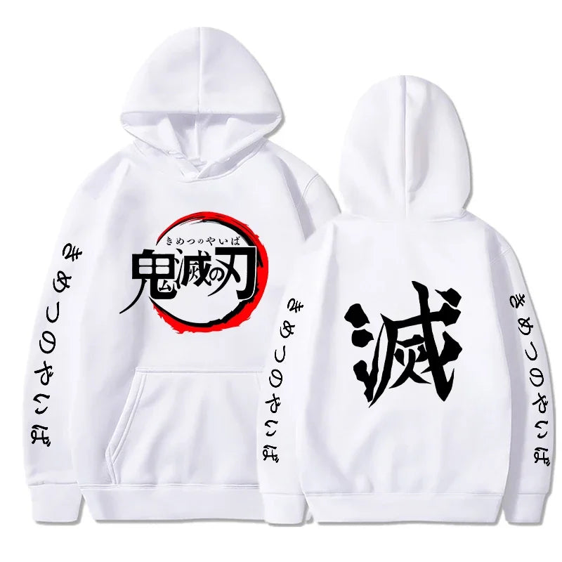 Demon Slayer Hoodies Men Fashion Letter Graphic Printed Sweatshirts Women Casual Harajuku Streetwear Hooded Pullover Sudaderas