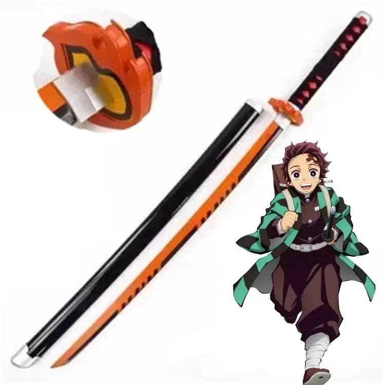 104cm Demon Slayer Katana Sword Kimetsu No Yaiba Anime Cosplay Prop Ninja Knife Real Size Japanese Katana Samurai Sabre Kid Toys