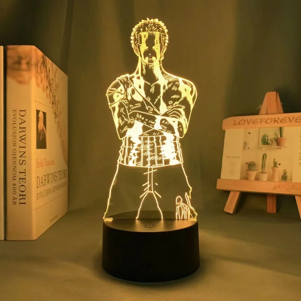 Anime ONE PIECE Led Acrylic Stand Kids Night Light Zoro Luffy Nami Action Figure for Child Bedroom Decoration Desk 3d Lamp Gift